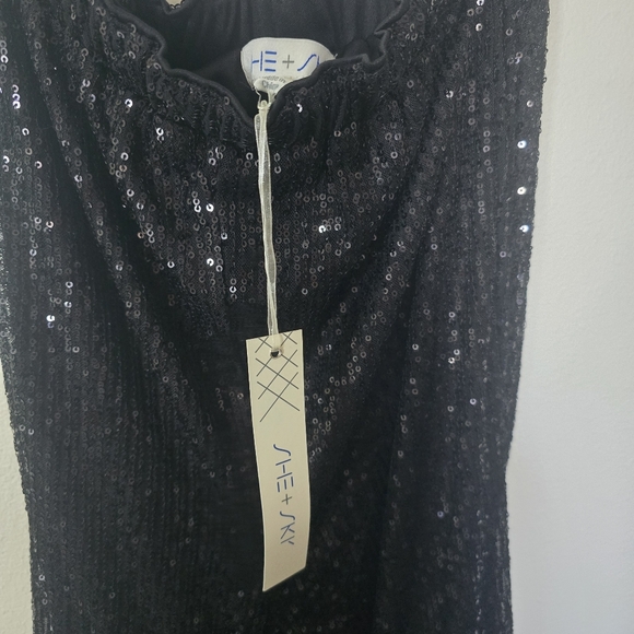 She & Sky Black Sequin Party Holiday Cocktail Pants New Size Small - Picture 3 of 6